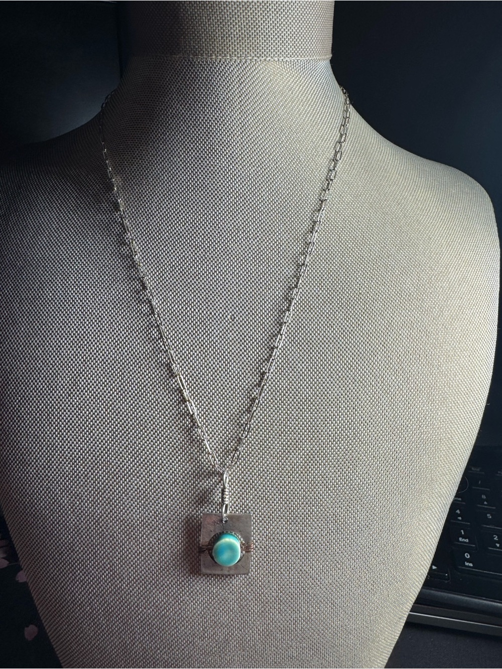Sterling Silver Pendant Necklace with Turquoise Stone